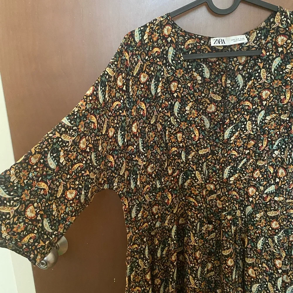 V neck zara long flowy dress